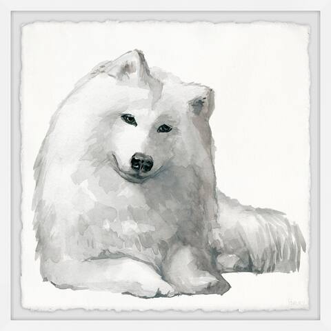 Handmade White Spitz Framed Print