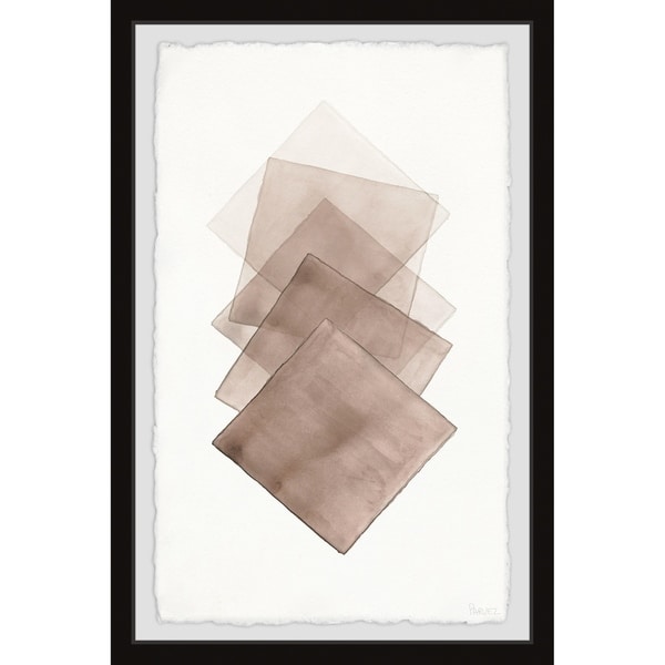 Handmade Five Brown Squares Framed Print