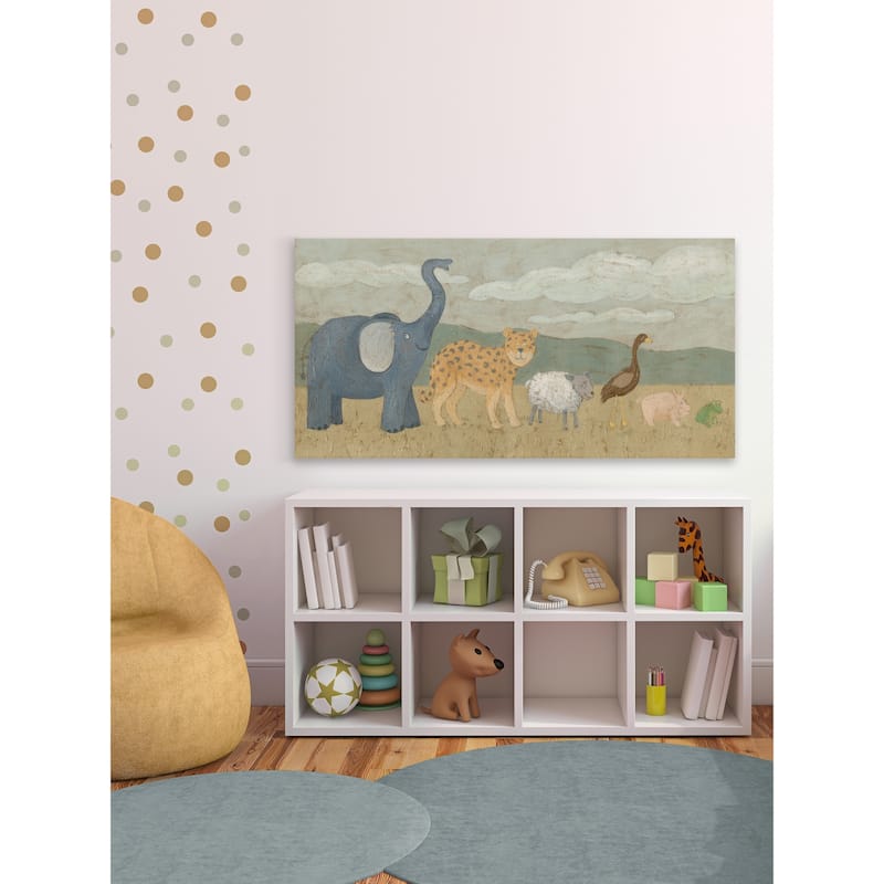 'Animals All in a Row I' Painting Print on Wrapped Canvas - Multi-Color