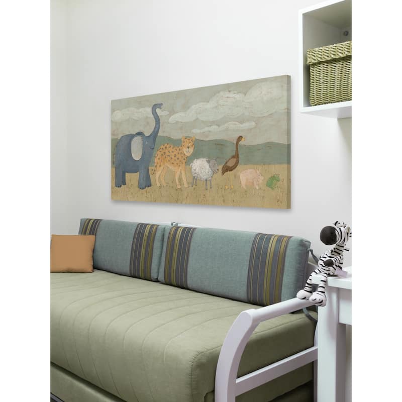 'Animals All in a Row I' Painting Print on Wrapped Canvas - Multi-Color