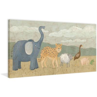 'Animals All in a Row I' Painting Print on Wrapped Canvas - Multi-Color