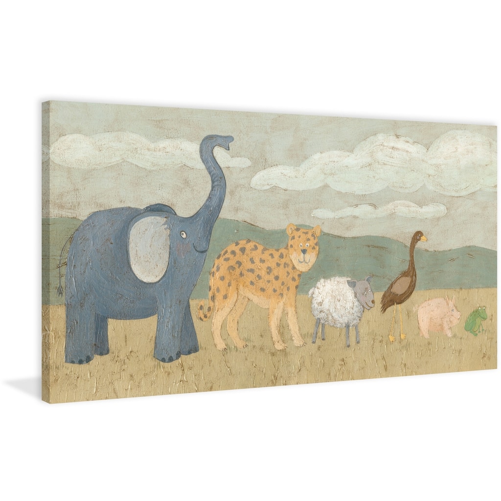 'Animals All in a Row I' Painting Print on Wrapped Canvas - Multi-Color