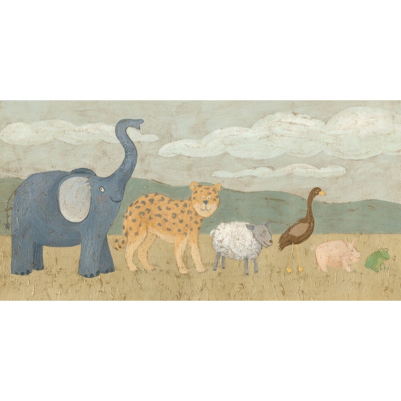 'Animals All in a Row I' Painting Print on Wrapped Canvas - Multi-Color
