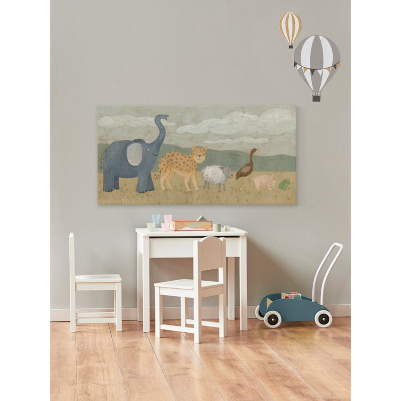 'Animals All in a Row I' Painting Print on Wrapped Canvas - Multi-Color