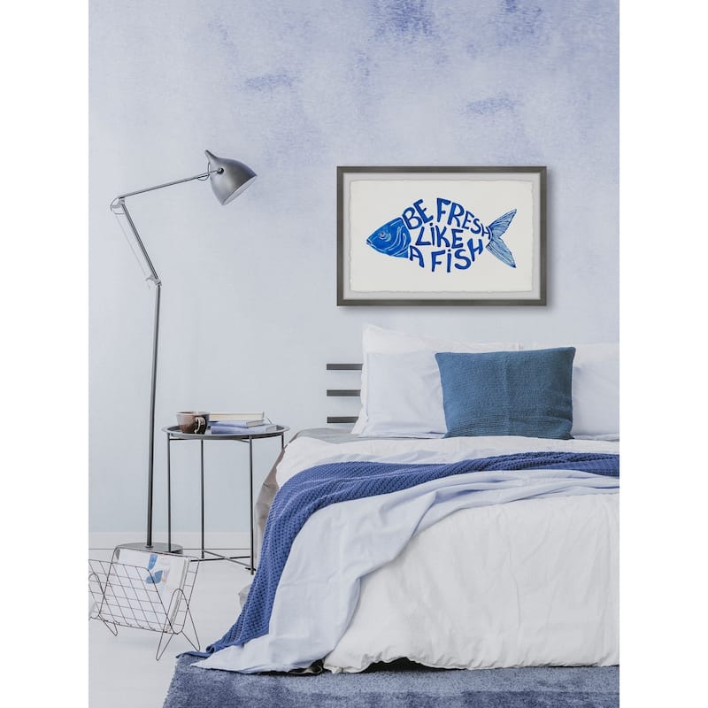 'Be Fresh like a Fish' Framed Painting Print - Multi-Color