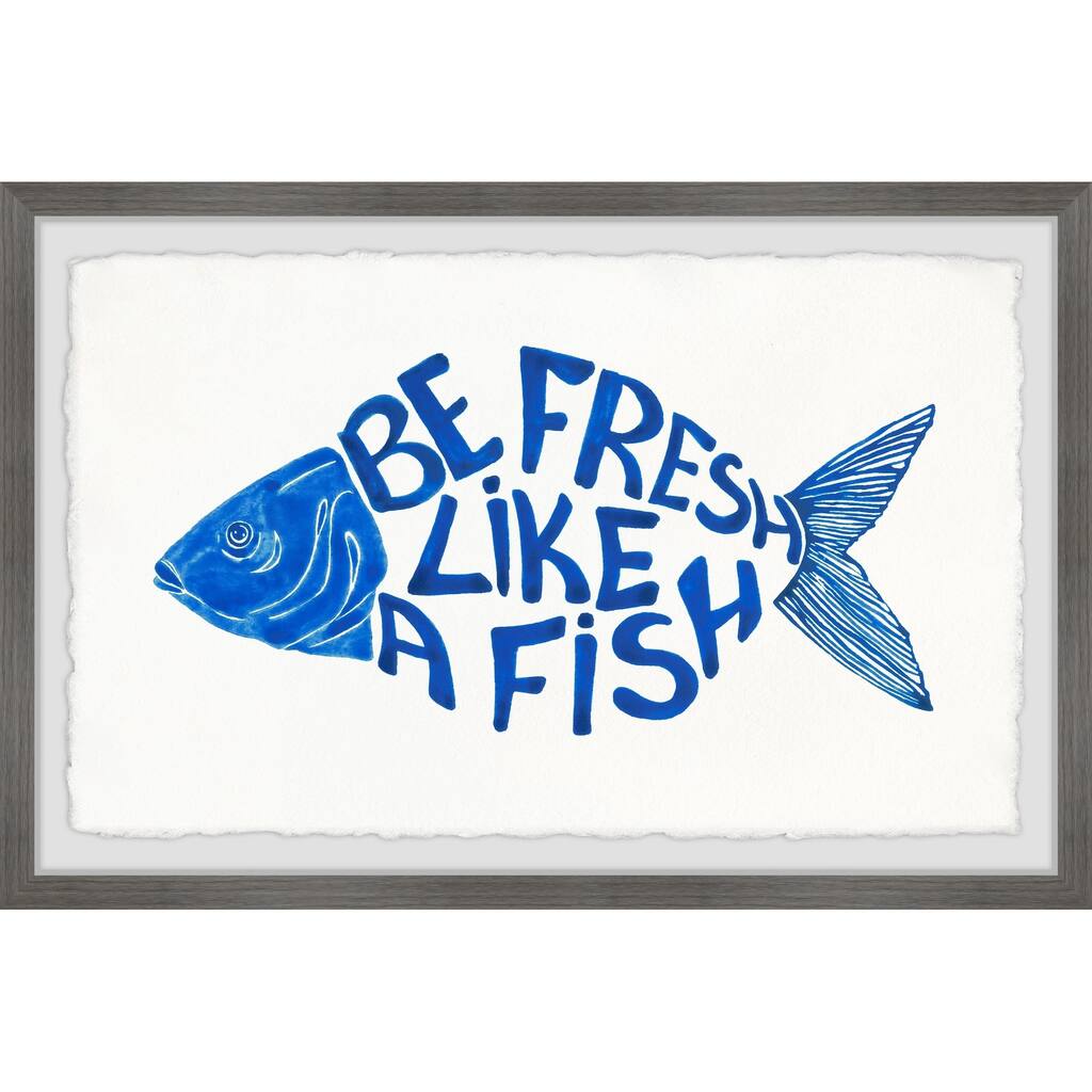 'Be Fresh like a Fish' Framed Painting Print - Multi-Color