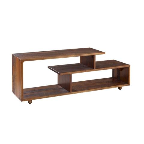 60" Urban Industrial Rustic Solid Pine Wood TV Console - Amber - n/a