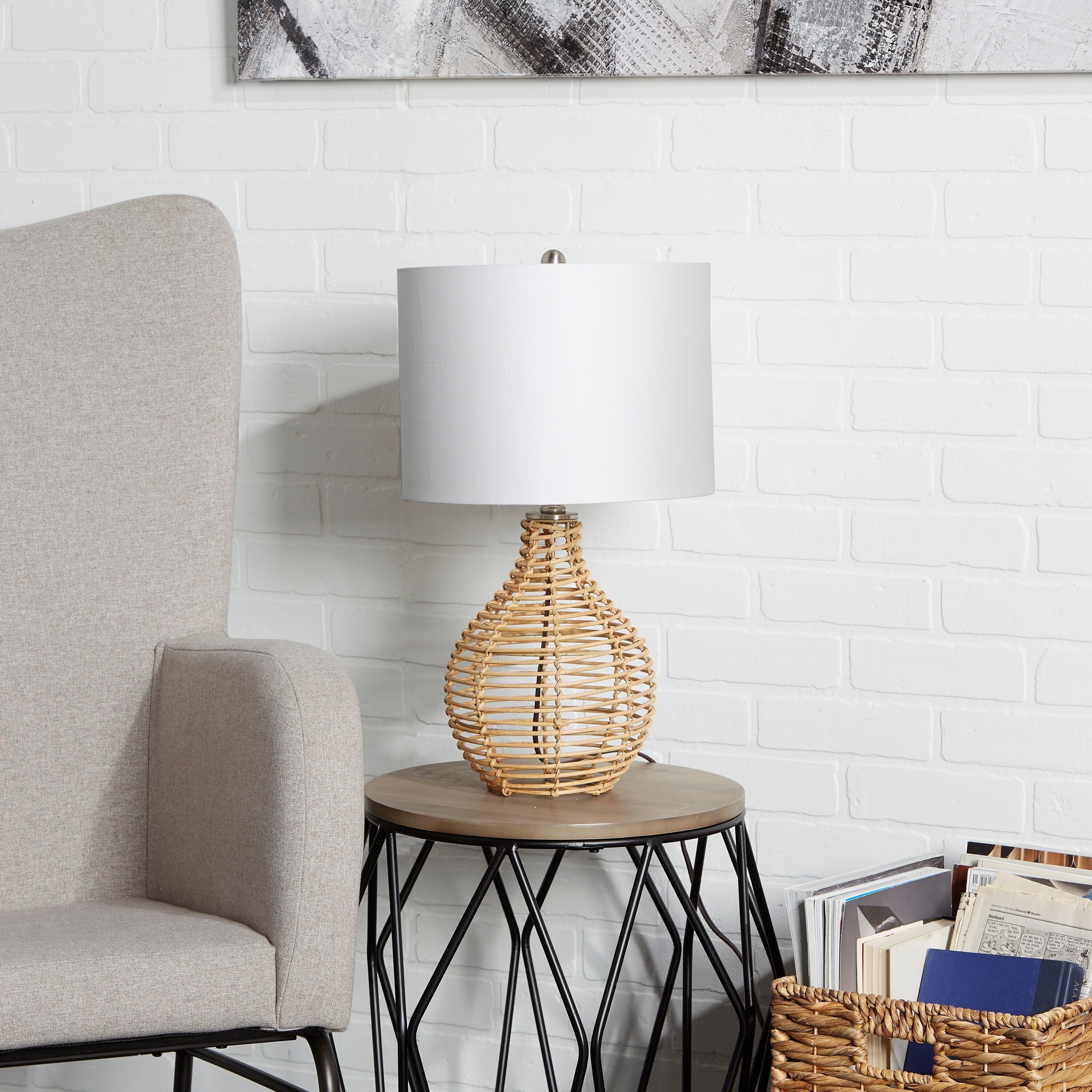 boho rattan table lamp