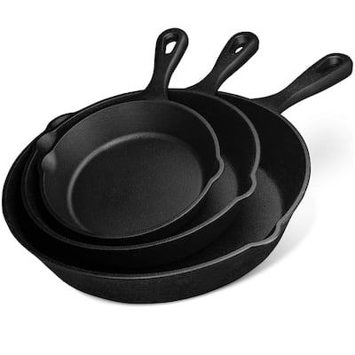 Legend Cast Iron Skillet Set of 3 - 6”, 8” & 10” Cast Iron Frying Pan Set - Lightly Pre-Seasoned Gets Better with Each Use