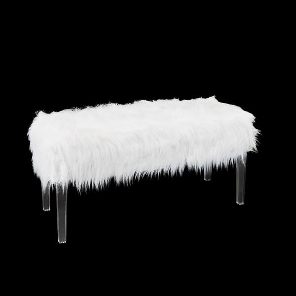 Silverwood Vanessa White Glam Faux Fur Storage Bench On Sale