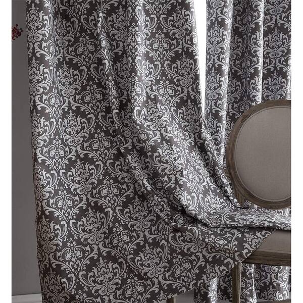 Shop Damask Print 100 Full Blackout Grommet Window Curtain Panels