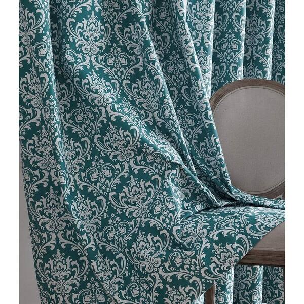 Shop Damask Print 100 Full Blackout Grommet Window Curtain Panels