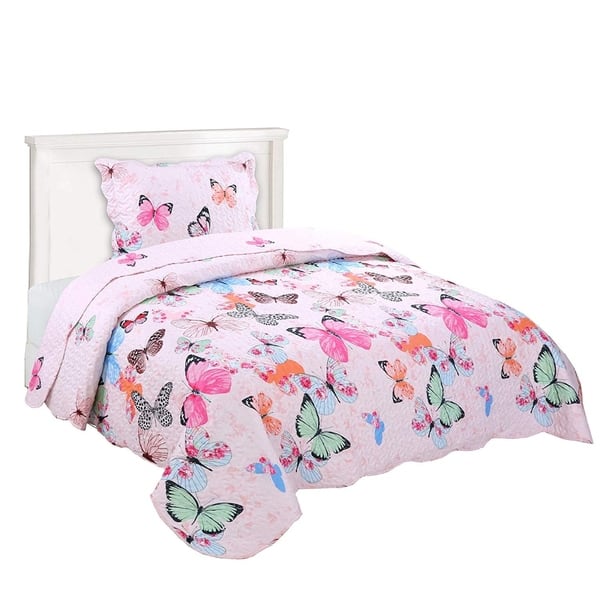 Shop Porch Den Dylan Butterfly Kids Quilt Set Free Shipping