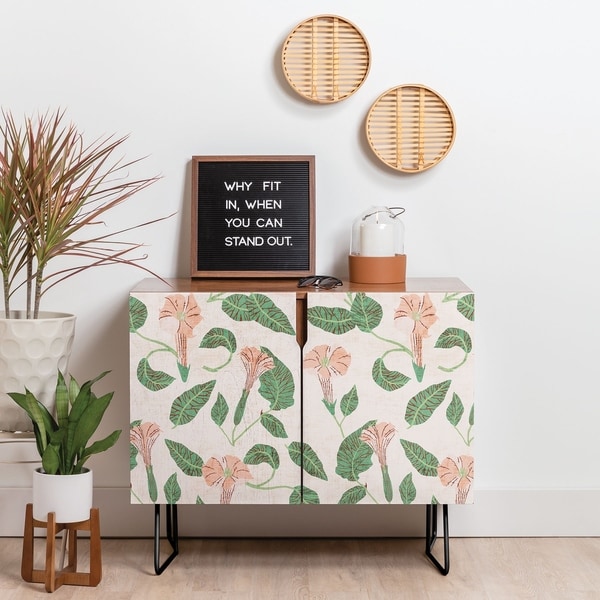 Deny Designs Desert Moonflower Credenza (Birch or Walnut, 2 Leg Options)