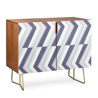 Deny Designs  Beach Stripes Credenza (Birch or Walnut, 2 Leg Options) (Gold Legs - Walnut Finish - Veneer/Wood)