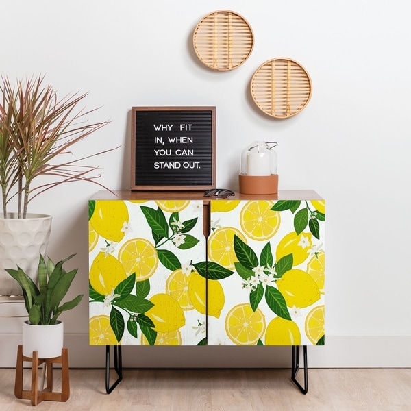 Deny Designs Summer Lemon Punch Credenza (Birch or Walnut, 2 Leg Options). Opens flyout.