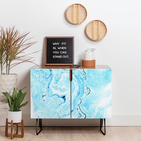 Deny Designs Ocean Marble Credenza (Birch or Walnut, 2 Leg Options)