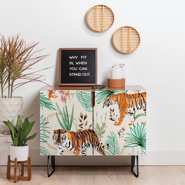 Deny Designs Tropical Tigers Credenza (Birch or Walnut, 2 Leg Options). Opens flyout.