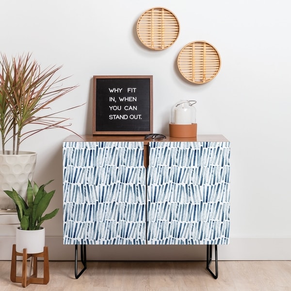 Deny Designs Strokes and Waves Credenza (Birch or Walnut, 2 Leg Options)