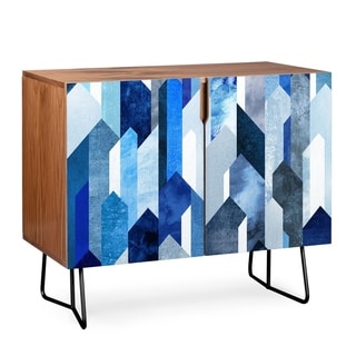 Carson Carrington  Hjaelmared Modern/Contemporary Blue Credenza (Black Legs - Walnut Finish - Veneer/Wood)