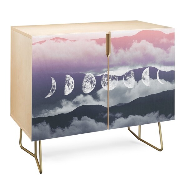 Deny Designs Pastel Moontime Credenza (Birch or Walnut, 2 Leg Options)