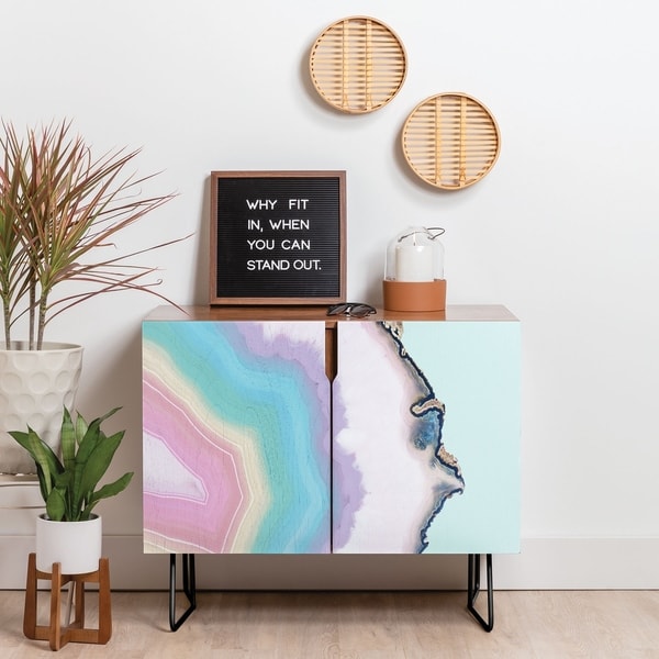 Deny Designs Rainbow Agate Credenza (Birch or Walnut, 2 Leg Options)