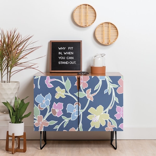 Deny Designs Floral Pastel Credenza (Birch or Walnut, 2 Leg Options). Opens flyout.