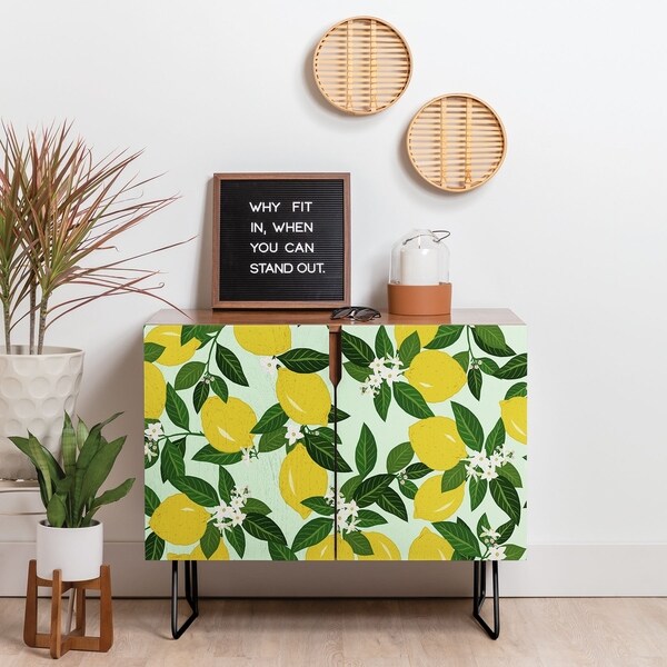 Deny Designs Lemons Credenza (Birch or Walnut, 2 Leg Options)