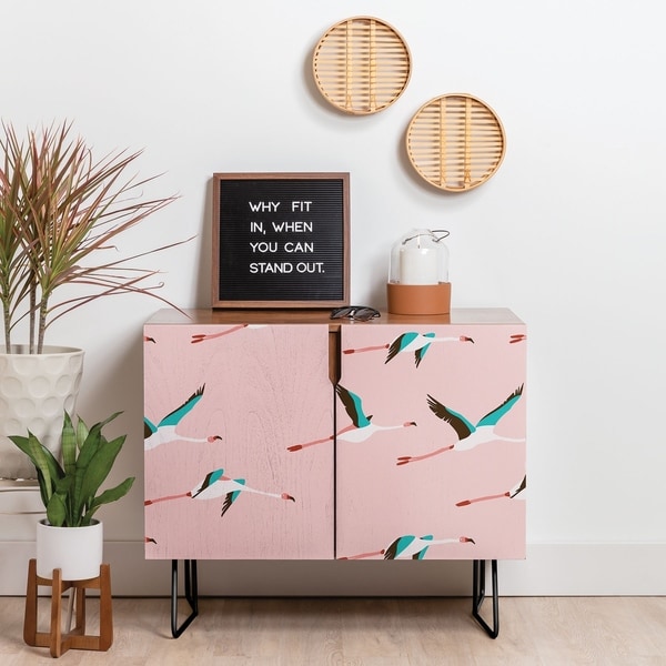 Deny Designs Flamingo Pink Credenza (Birch or Walnut, 2 Leg Options). Opens flyout.