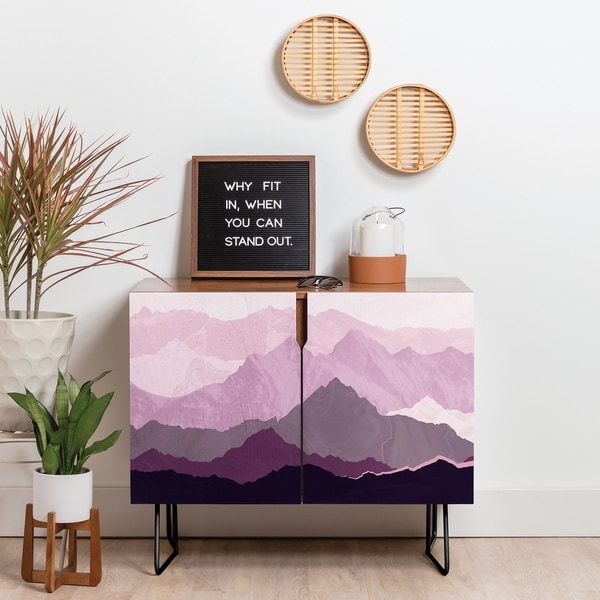 Deny Designs Plum Mountain Credenza (Birch or Walnut, 2 Leg Options). Opens flyout.