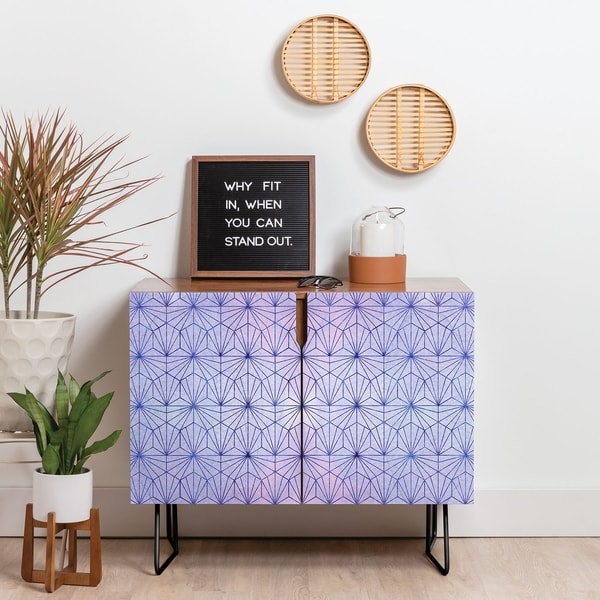 Deny Designs Geo Winter Credenza (Birch or Walnut, 2 Leg Options)