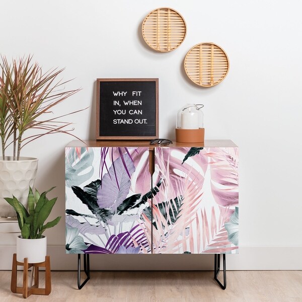Deny Designs Tropical Punch Credenza (Birch or Walnut, 2 Leg Options)