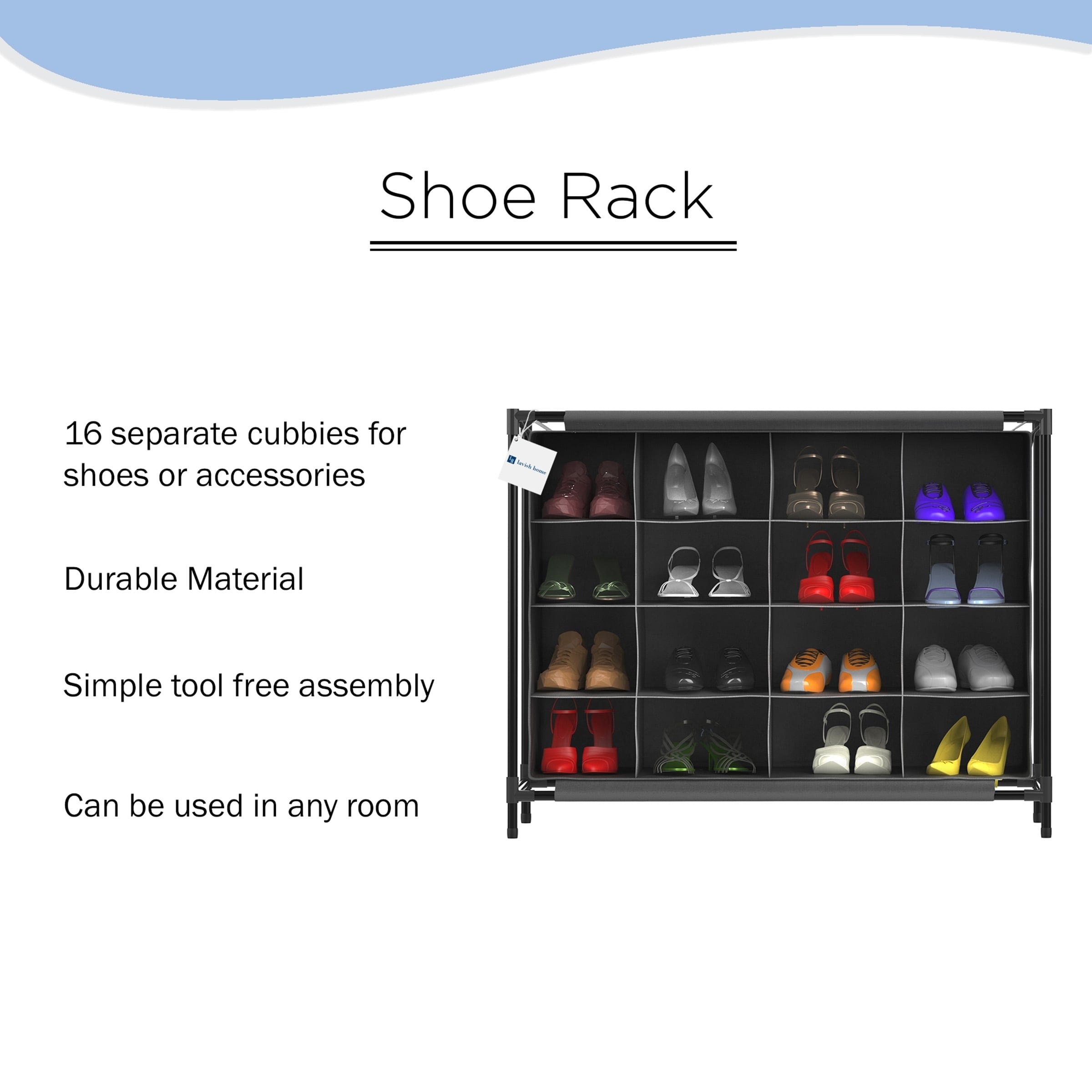 Shop Black Friday Deals On Lavish Home 16 Cubby Shoe Organizer 4 Tier Overstock 27814854