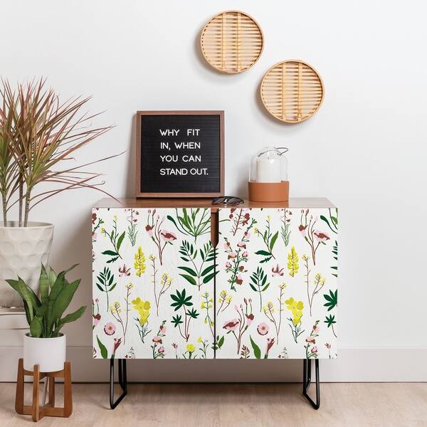 slide 1 of 12, Deny Designs Wildflower Light Credenza (Birch or Walnut, 2 Leg Options)