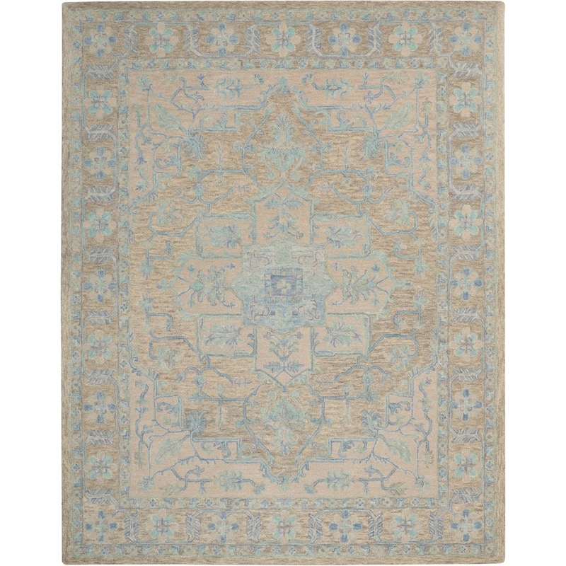 Nourison Jazmine Hand-Tufted Vintage Medallion Area Rug - 7'9" x 9'9" - Grey/Blue - Runner/Rectangle