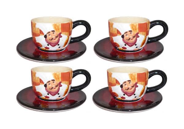 French Chef Cup & Saucer Set (Service for 4)