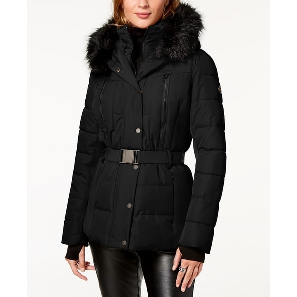 faux fur trim puffer coat michael kors