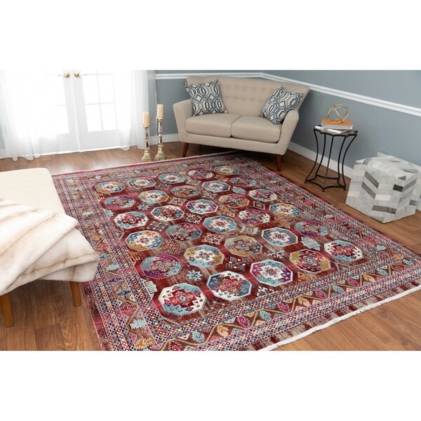 Shop Porch & Den Gill Burgundy/Blue Area Rug - Free Shipping On Orders ...