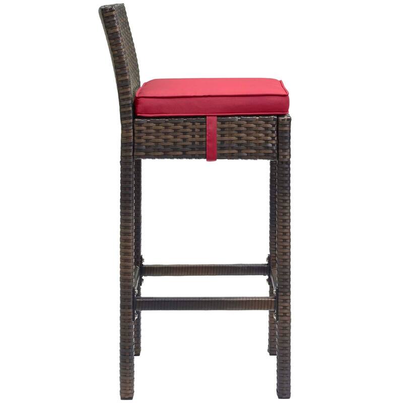 Conduit Bar Stool Outdoor Patio Wicker Rattan Set of 4 Bed Bath