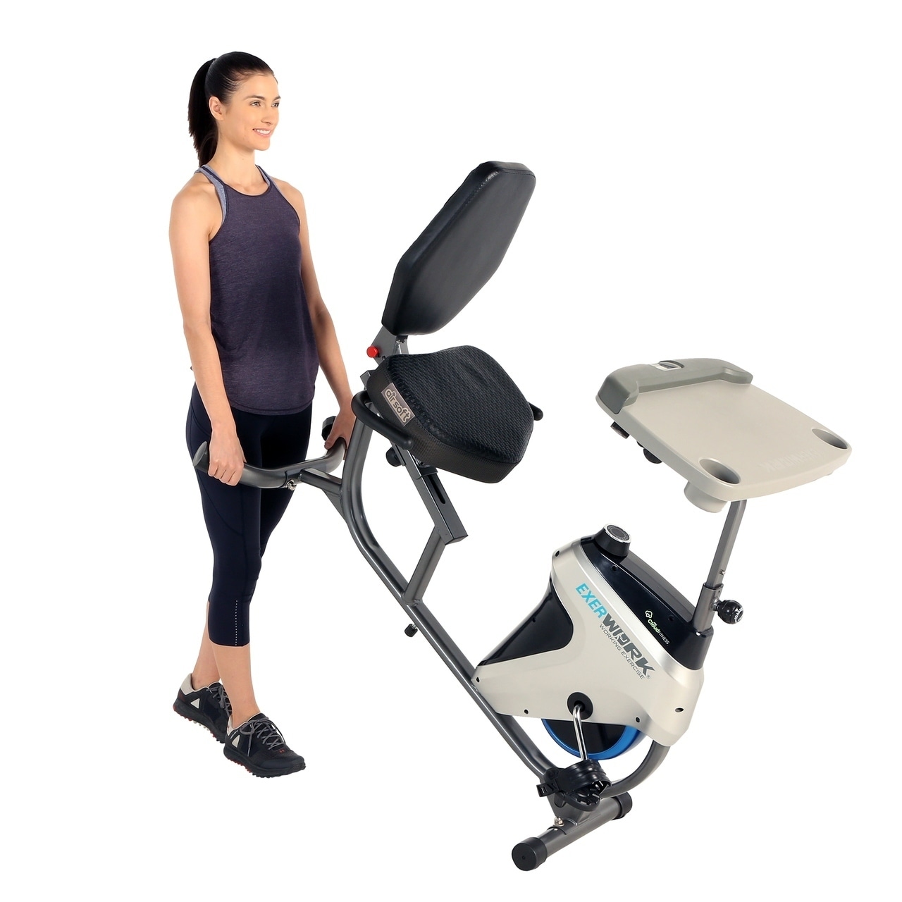 EXERPEUTIC 2500 ExerWork Adjustable Desk Recumbent Bike with Free