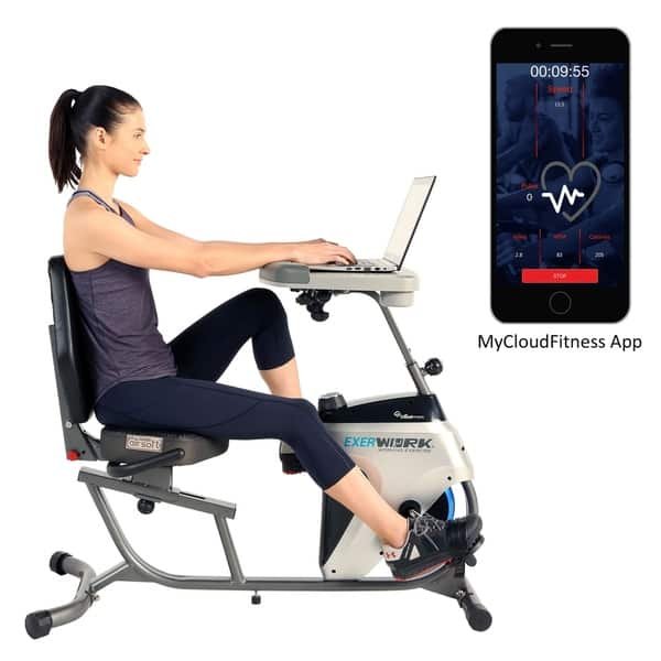 Shop Exerpeutic 2500 Exerwork Adjustable Desk Recumbent Bike With