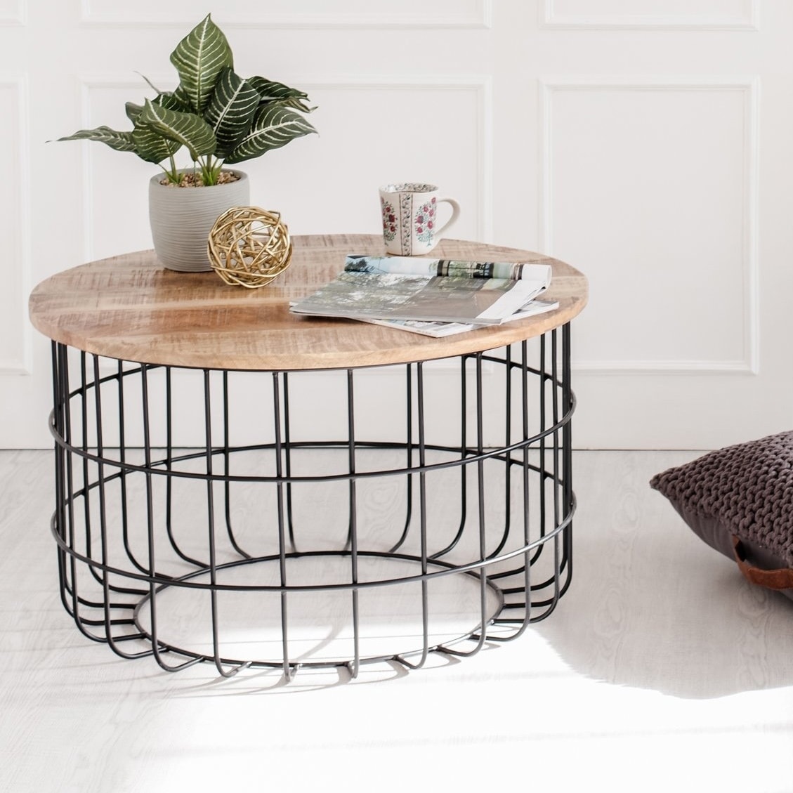 Carbon Loft Chessor Black And Natural Wood Cage Coffee Table On Sale Overstock 27865393 Rounded coffee table round top white and gold color metal and wood modern design furniture for living room retro style & ebook by easy&fundeals. carbon loft chessor black and natural wood cage coffee table