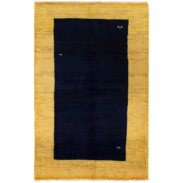 ECARPETGALLERY Hand-knotted Persian Gabbeh Dark Navy Wool Rug - 4'0 x 6'2