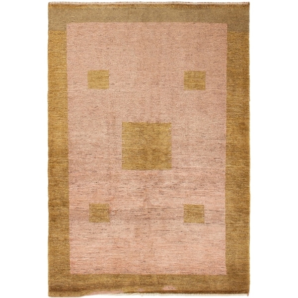 ECARPETGALLERY Hand-knotted Persian Gabbeh Beige Wool Rug - 3'4 x 4'9