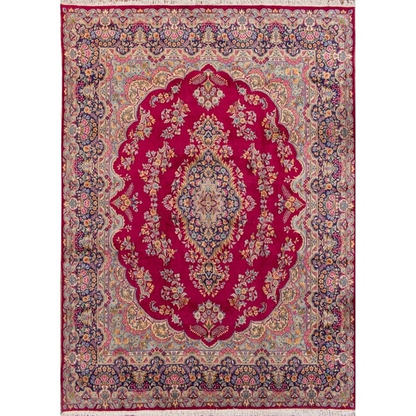 ECARPETGALLERY Hand-knotted Kerman Burgundy Wool Rug - 10'0 x 13'6