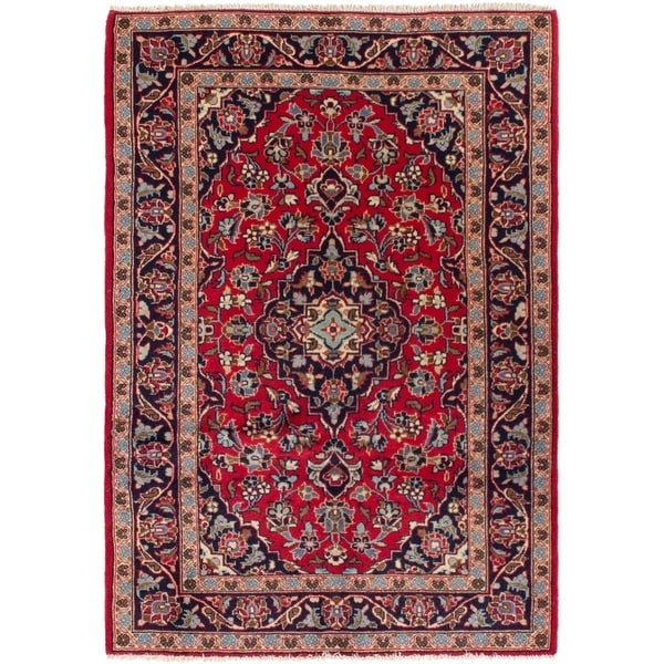 ECARPETGALLERY Hand-knotted Kashan Red Wool Rug - 3'3 x 4'8