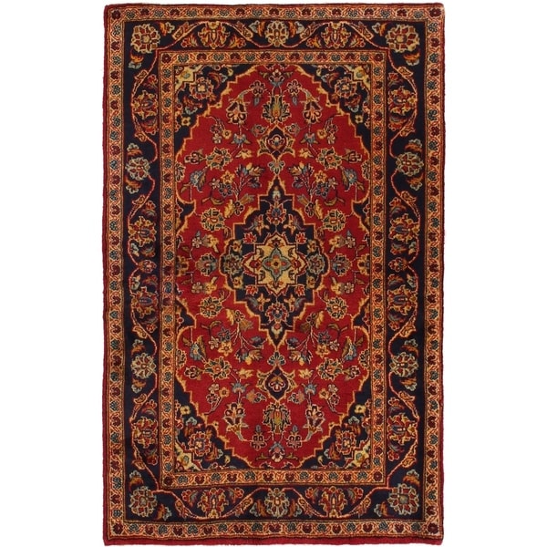 ECARPETGALLERY Hand-knotted Kashan Red Wool Rug - 3'5 x 5'5