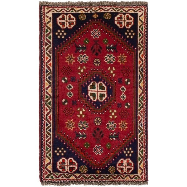 ECARPETGALLERY Hand-knotted Shiraz Qashqai Red Wool Rug - 2'1 x 3'8