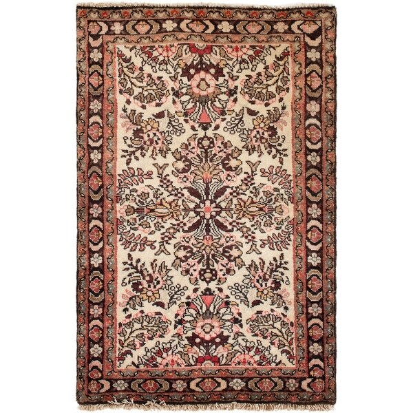 ECARPETGALLERY Hand-knotted Hamadan Cream Wool Rug - 2'9 x 4'3