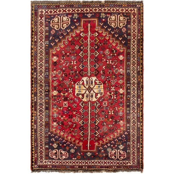 ECARPETGALLERY Hand-knotted Shiraz Red Wool Rug - 3'11 x 5'11